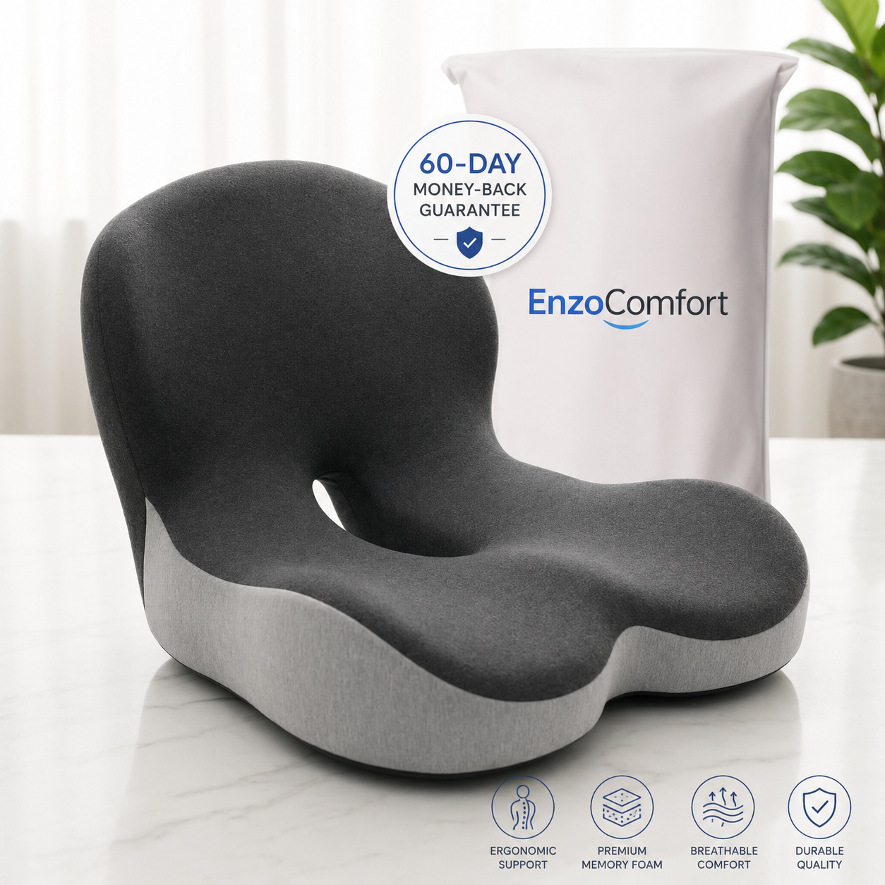 EnzoComfort© Ergonomic Seat Support Cushion