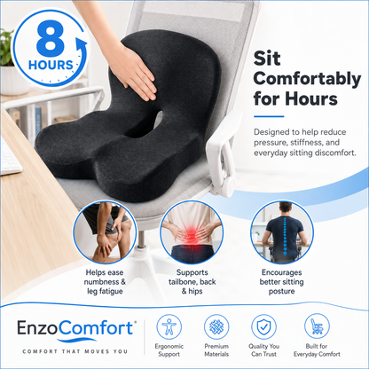 EnzoComfort© Ergonomic Seat Support Cushion