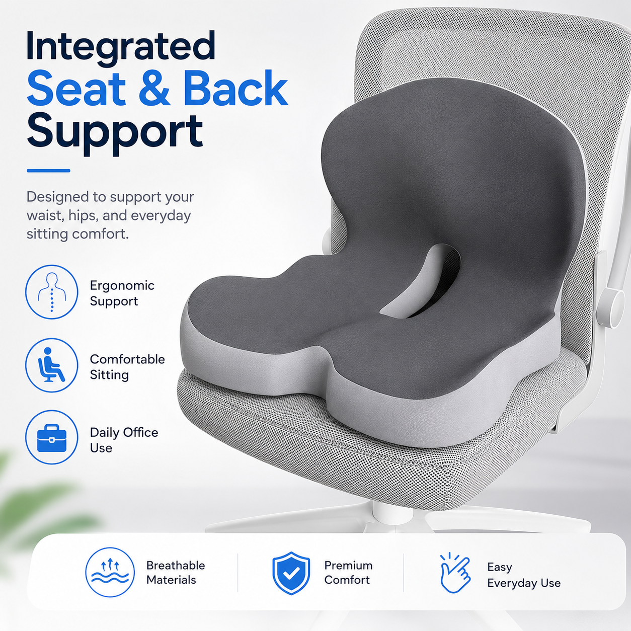 EnzoComfort© Ergonomic Seat Support Cushion