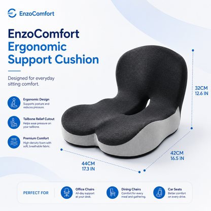 EnzoComfort© Ergonomic Seat Support Cushion
